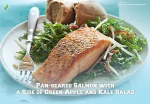Pan-seared Salmon with a Side of Green Apple and Kale Salad