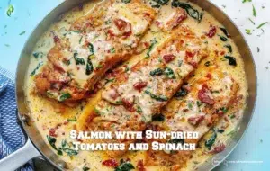 Salmon with Sun-dried Tomatoes and Spinach